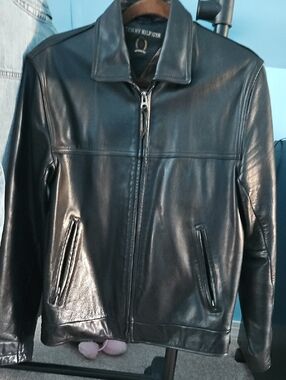 Tommy Hilfiger Men's Vintage Black Leather Zip Jacket